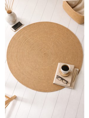 Yıkanabilir ve Doğal Iplerle El Örmesi Jüt Hasır Kilim Halı Mutfak Antre Banyo Balkon Teras