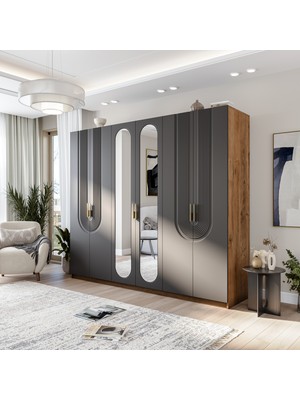 Velmo Aspen 6 Kapaklı Gardırop (Antrasit)