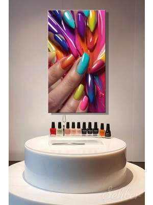 Şehber Panoramik Dikey Kanvas Tablo Tekli Kuaför Güzellik Salonu Makyaj Nail Art Manikür 1430