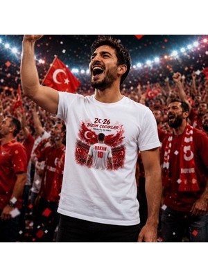 Bk Gift Kişiye Özel Türkiye Taraftar Temalı 2026 Dünya Kupası Tasarımlı Tişört-2, Tek Yürek Milli Takım Ruhu