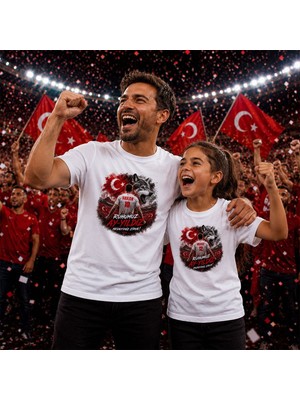 Bk Gift Kişiye Özel Türkiye Taraftar Temalı 2026 Dünya Kupası Tasarımlı Baba&kız Tişört Seti-4, Tek Yürek Milli Takım Ruhu
