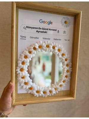 Ada Home Collection Anneler Günü Için- Dünyanın En Güzel Annesi Aynadaki Yazılı Papatya Temalı Ayna