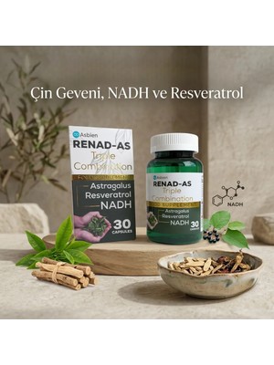 Asbien Renad-As , Astragalus (Çin Geveni ) , Nadh ,resveratrol  Içeren 30 Kapsül Renadas