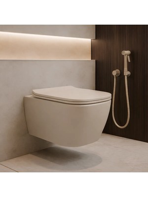 Turavit Luna Kanalsız Mat Cappucino Asma Klozet LN5610C, Luna Mat Cappucino Duroplast Yavaş Kapak