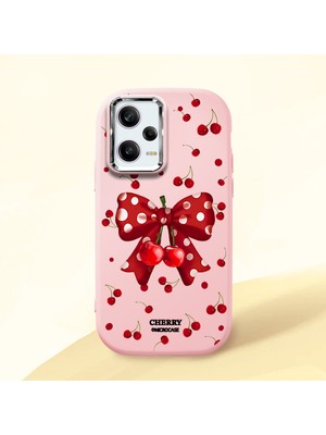 HONTINGA Redmi Note 12 Pro Speed ile Uyumlu Kılıf Kamera Korumalı Düşüme Önleyici Kamera Koruyucu Pembe Yumuşak Silikon Couple Telefon Kılıfı Fiyonk Desenli K4-0379