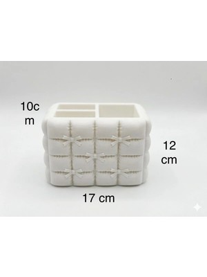 3Dikili Design 3D Baskı Kapitone Dokulu Fiyonklu Çok Amaçlı Organizer - Makyaj Fırçalık & Kalemlik - Üç Renk