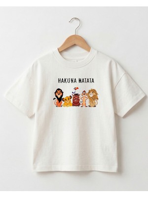 Babytex Hakuna Matata Temalı Çocuk Oversize Tişört %100 Pamuk Unisex Baskılı Çocuk Tişörtü