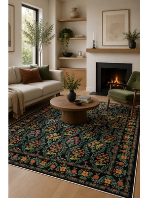 Pelura Halı Modern Floral Desen Baskılı Kaymaz Yıkanabilir Salon Oturma Odası Mutfak Balkon Halısı Yolluk