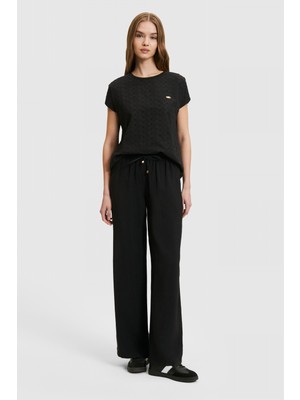 U.S. Polo Assn. Kadın Siyah Kanvas Pantolon 50321973-VR046