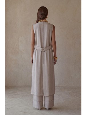 Pierre Cardin Yelekli Keten Dokulu Kadın Pijama Takımı - LX.26236