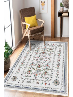 Pelura Halı Floral Elegance Desen Baskılı Kaymaz Yıkanabilir Salon Oturma Odası Mutfak Balkon Halısı Yolluk