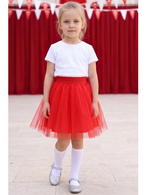Parla Kids Kız Çocuk Tüllü Tütü Etek 23 Nisan 29 Ekim 10 Kasım Gösteri Kıyafeti Kostüm
