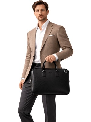 Sanmorris VIATOX VS 1446 Unisex 15.6 inç Uyumlu Suni Deri Darbe Korumalı Laptop ve Evrak Çantası SİYAH