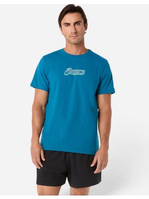 Asics Logo Graphic Tee Erkek Yeşil Kısa Kollu Tshirt 2031F334-400