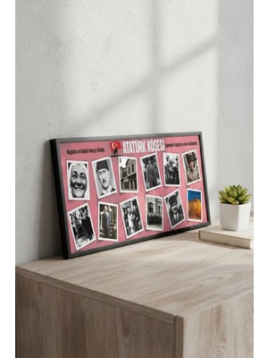 Atatürk Köşesi Tablo 60X25 cm Çerçeveli Okul Sınıf Atatürk Poster