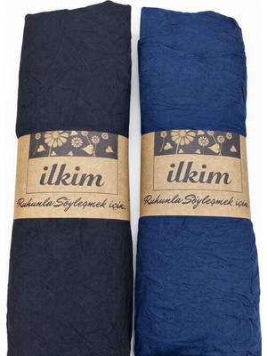 İlkim Tekstil 2li Kraş Şal Siyah-Lacivert