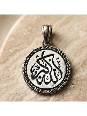 Ebrar Silver Gümüş Hasbiyallah Kolye Ucu (Allah Bana Yeter) Yazılı Mat Gümüş Erkek Kolye Ucu