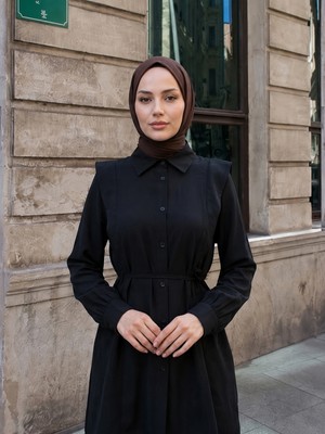 Miostil Omuz Aller Detay Tunik-Siyah