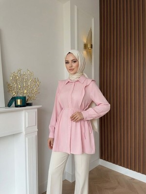 Miostil Omuz Aller Detay Tunik-Pembe