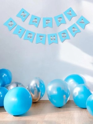 Borapack Happy Birthday Bannermavi Gümüş Yazı