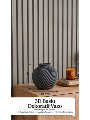 3Dikili Design Modern 3D Baskı Dekoratif Vazo Minimal Tasarım Ev Dekoru Salon Masa Vazosu 19X19CM