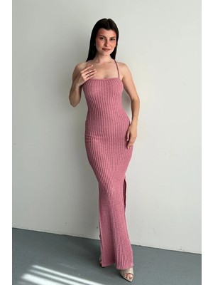 Denivy Lace-Up Back Dress