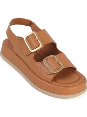 Capone Outfitters Denice Dolgu Topuklu Çift Bantlı Tokalı Kadın Sandalet