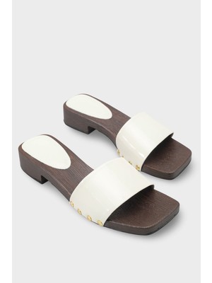 Capone Outfitters Fredrika Hakiki Deri Rugan Kadın Takunya Terlik