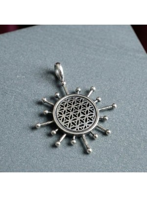 Ebrar Silver Gümüş Hitit Güneşi Kolye Ucu 925 Ayar Gümüş Antik Güneş Figürlü Unisex Kolye Ucu