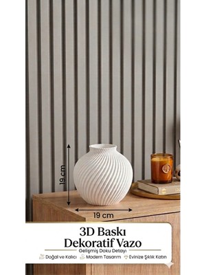 3Dikili Design Modern 3D Baskı Dekoratif Vazo Minimal Tasarım Ev Dekoru Salon Masa Vazosu 19X19CM