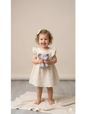 Cocosiss Kız Bebek Bandanalı Pamuk Elbise  CCS-2656