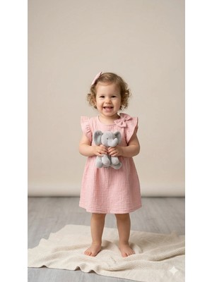 Cocosiss Kız Bebek Bandanalı Pamuk Elbise  CCS-2656