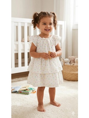 Çikoby Kız Bebek Puantiyeli  Elbise CKB-50527