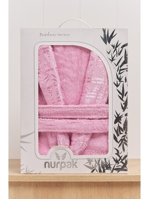 Nurpak  Nurpak Bambu Tekli Bornoz - Parlak Pembe