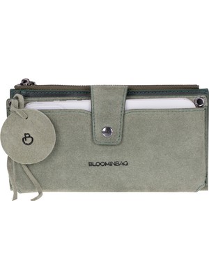 BloominBag Mint Still Lozan Hakiki Süet Çapraz Askılı Telefon Bölmeli Cüzdan Çanta