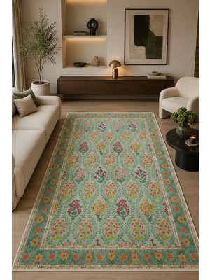 Pelura Halı Modern Floral Desen Baskılı Kaymaz Yıkanabilir Salon Oturma Odası Mutfak Balkon Halısı Yolluk