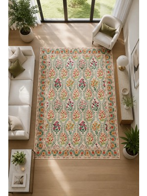 Pelura Halı Modern Floral Desen Baskılı Kaymaz Yıkanabilir Salon Oturma Odası Mutfak Balkon Halısı Yolluk