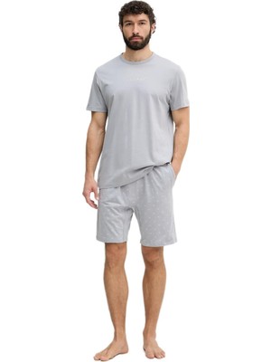 Calvin Klein Erkek Gri Kısa Kollu Şortlu Pijama Takımı LV00NM2900