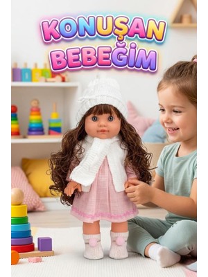 Farbu Oyuncak Lucia Girl Konuşan 35 cm - Etkileşimli Kolları Bacakları ve Kafası Et Kutulu Atkılı Oyuncak Bebek