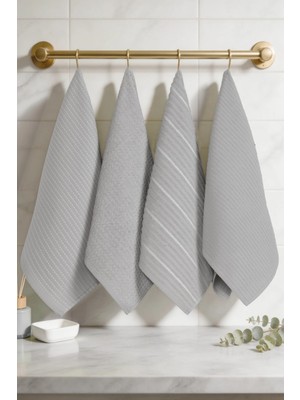 Coton Delux Mira 4'lü Mutfak ve El&yüz Havlu Seti 40X60 cm | %100 Pamuk Kurulama Bezi | Yumuşak & Emici