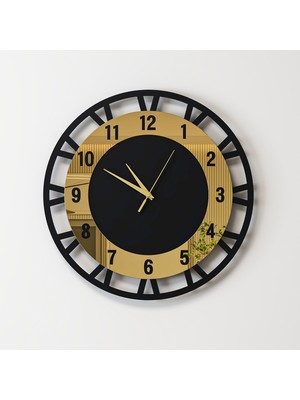 Decotimex Mirage Duvar Saati 40X40 (Siyah-Gold)