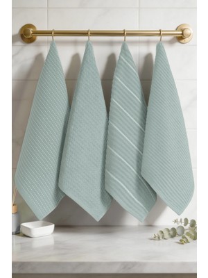 Coton Delux Mira 4'lü Mutfak ve El&yüz Havlu Seti 40X60 cm | %100 Pamuk Kurulama Bezi | Yumuşak & Emici