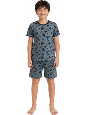 Tenra Erkek Çocuk Pamuklu Şortlu Pijama Takımı 3-12 Yaş