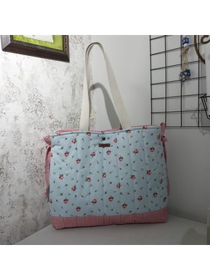 elisss bag Çiçek Desenli Kadın Çanta, Piknik Çantası,  Lunchbag, Bebek Çantası, Plaj Çantası, %100 Pamuk