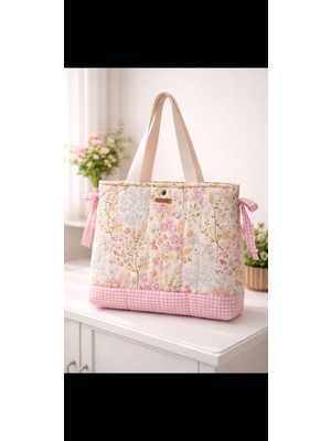 elisss bag Çiçek Desenli Kadın Çanta, Piknik Çantası, Lunchbag, Bebek Çantası, Plaj Çantası, %100 Pamuk