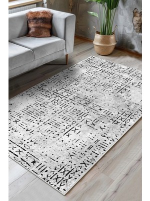 Chilai Home Crusted Ekru Makinede Yıkanabilir Kaymaz Taban Leke Tutmaz Dijital Salon Halısı Mutfak Halısı ve Yolluk