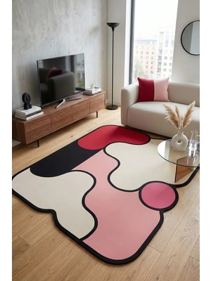 Chilai Home Woven Pembe Makinede Yıkanabilir Kaymaz Taban Leke Tutmaz Dijital Salon Halısı Mutfak Halısı ve Yolluk