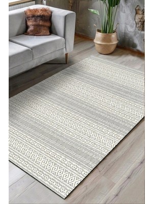 Chilai Home Lesela Ekru Dekoratif Halı, Yıkanabilir, Kaymaz Tabanlı Djth