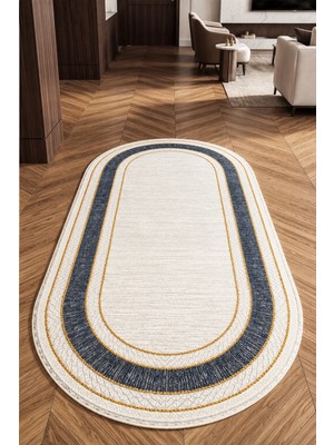 Chilai Home Bestıe Oval Makinede Yıkanabilir Kaymaz Taban Leke Tutmaz Dijital Salon Halısı Mutfak Halısı ve Yolluk
