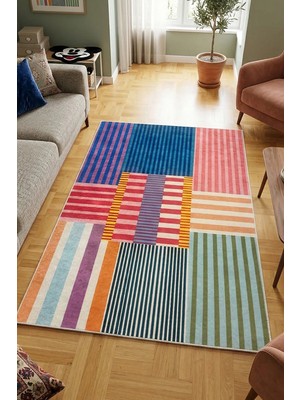 Chilai Home Leures Renkli Makinede Yıkanabilir Kaymaz Taban Leke Tutmaz Dijital Salon Halısı Mutfak Halısı ve Yolluk